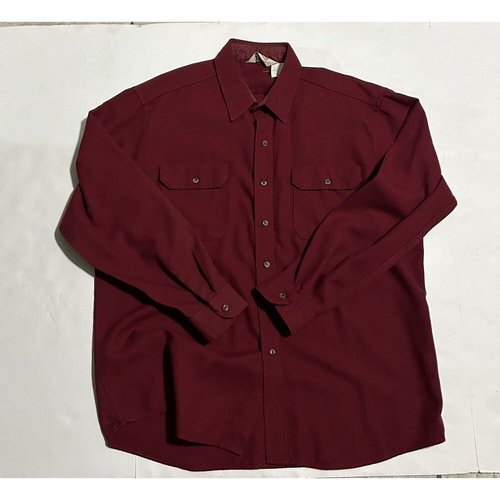 Vintage shirt Walls long sleeve mens chest 42-44 Large Regular burgundy